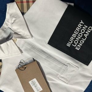 Burberry White and Black Kids Polo Shirt